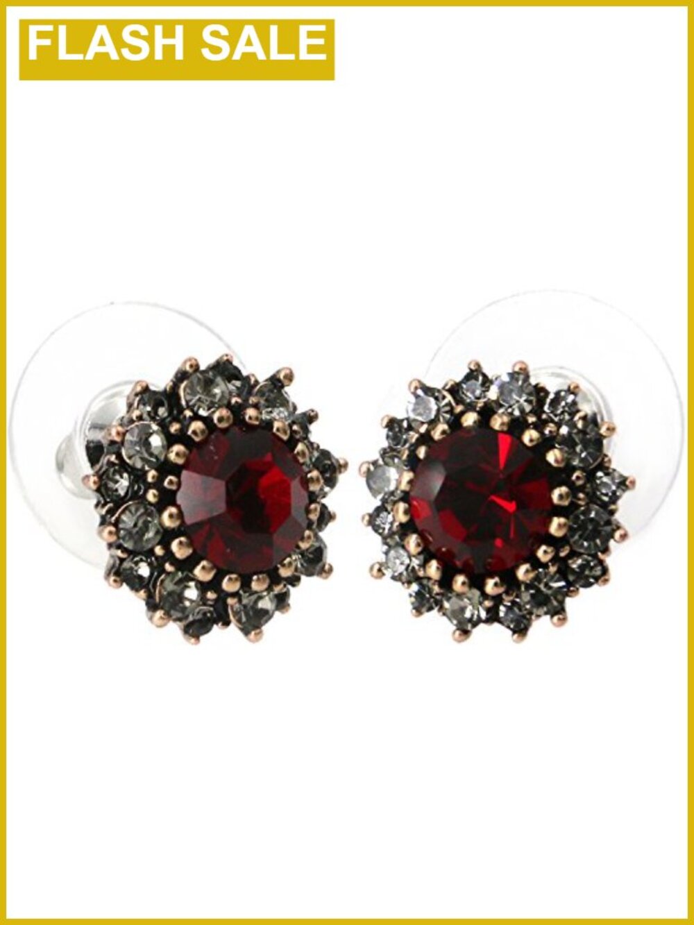 10mm Austrian Crystal Stud Earrings 18k Gold Plated Prong Set Push Back
